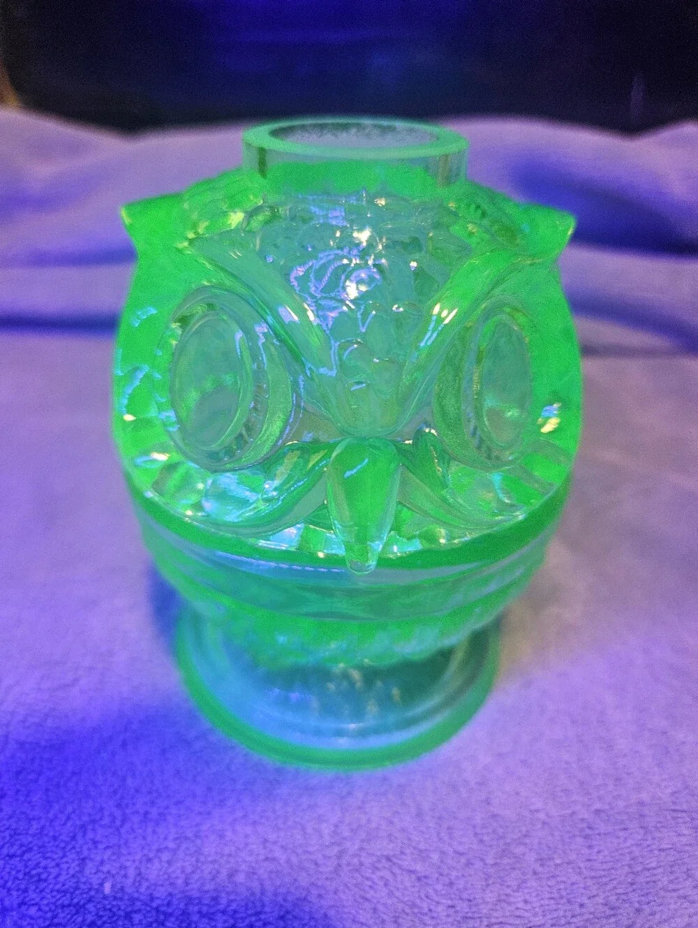 Fenton Cobalt Blue Glass Owl Accent Jar
